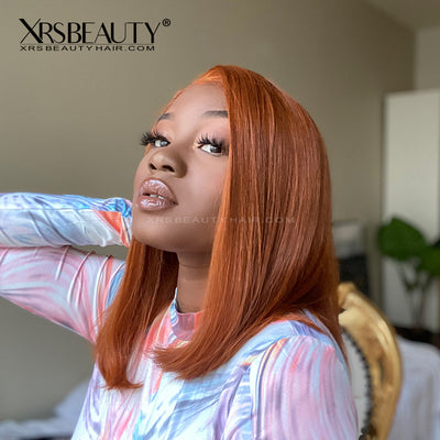 Ginger Orange BOB Front Lace Human Hair Wig Pre Plucked Hairline [BOB10]