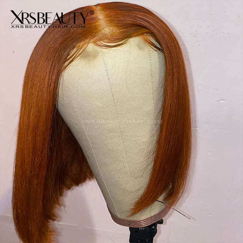 Ginger Orange BOB Front Lace Human Hair Wig Pre Plucked Hairline [BOB10]