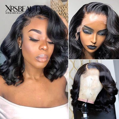 Short Body Wave Bob Wig Virgin Human Hair 13X4 Swiss Lace Front Wig Pre Plucked Hairline [BOB31]