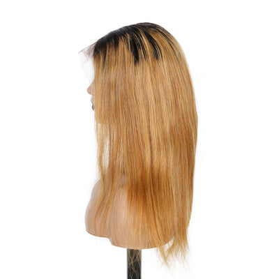 180 Density Ombre Honey Blonde 13x4 Front Lace Straight Human Hair Wig With Baby Hair [CXW05]