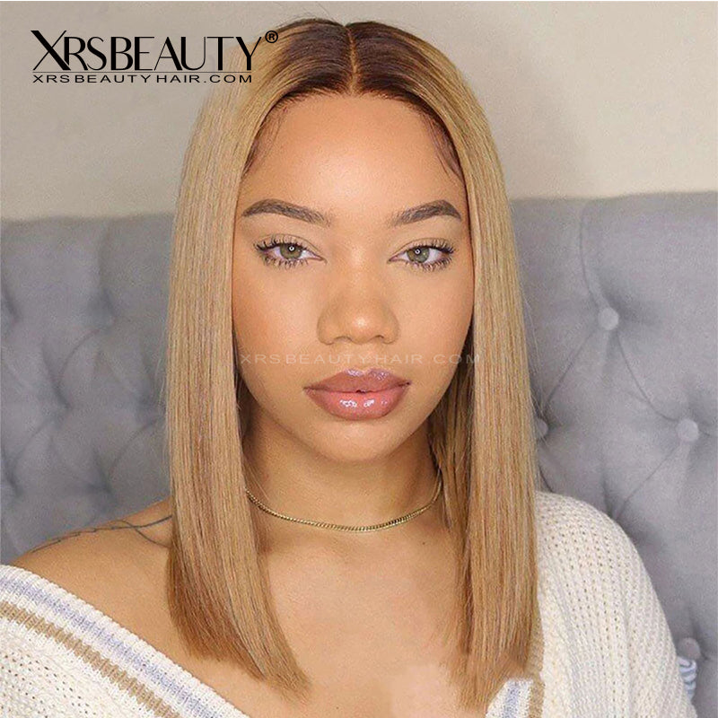 2024 Ombre Honey Blonde Wig With Bangs