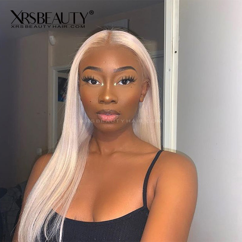 XRSbeauty Long Straight Platinum Blonde Wig 13x4 Transparent Lace Front Human Hair Wig CFW40 Xrs Beauty Hair