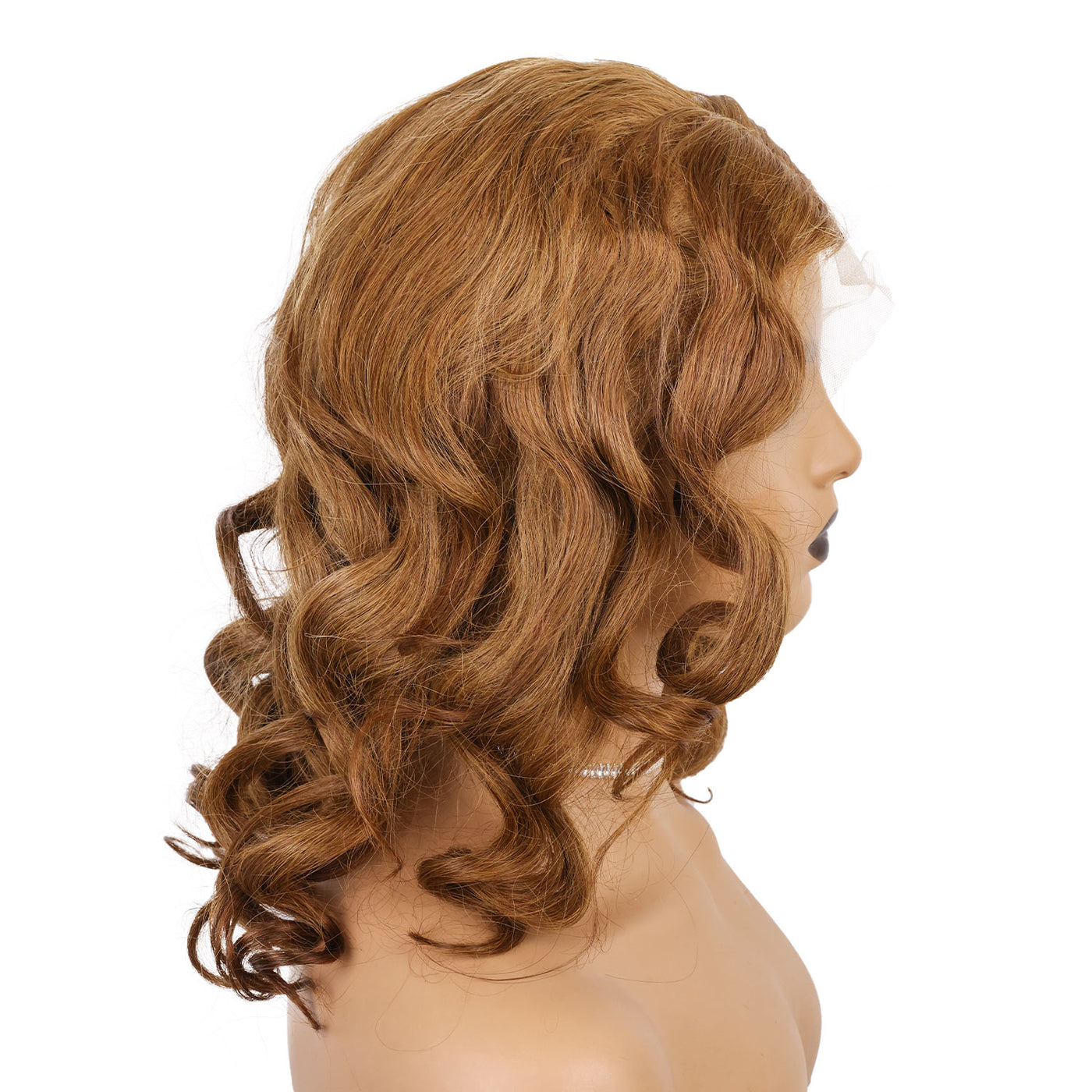 Honey Brown 16 Inch Shoulder Length 13x4 Lace Front Wig With Spiral Curly Ends [CXW46]