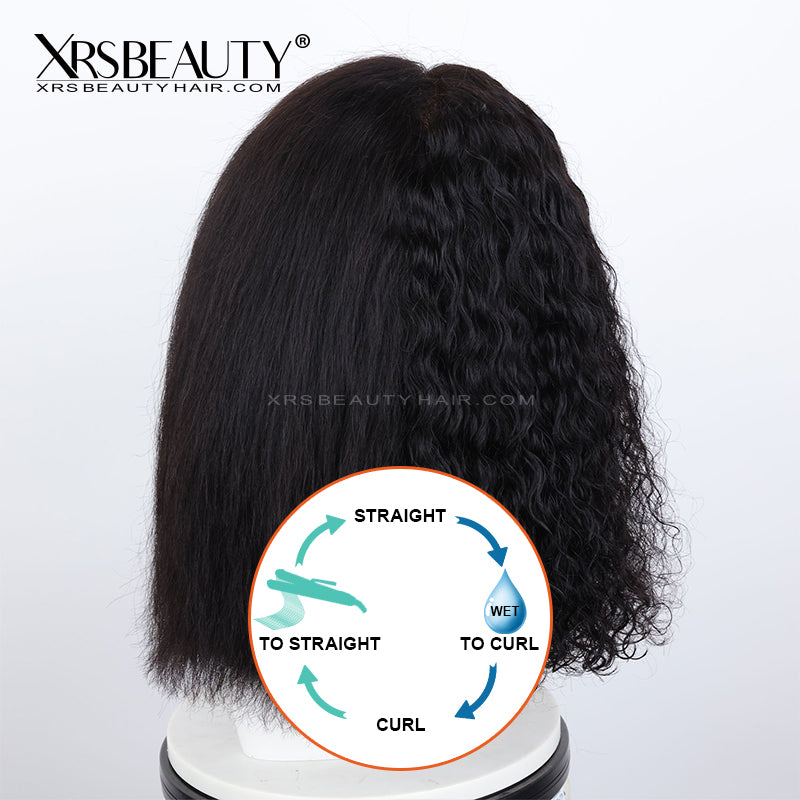*New* Clear Lace Layered Edge Wet and Wavy Bob 3 in1 Human Hair Lace Front Wig [BOB03]