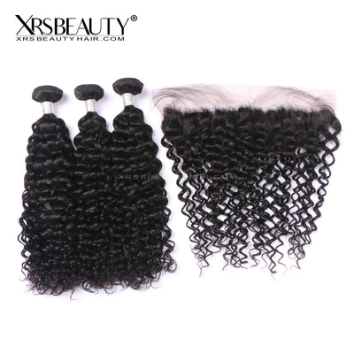 Deep Curly Virgin Hair 3 Bundles with13x4 Lace Frontal [FW02]