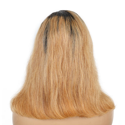 NEW Honey Blonde 1b 27 Ombre Wigs Glueless 13x4 Front Lace Bob Wigs 14'' Straight 150% Density  Human Hair Wigs [CXW10]