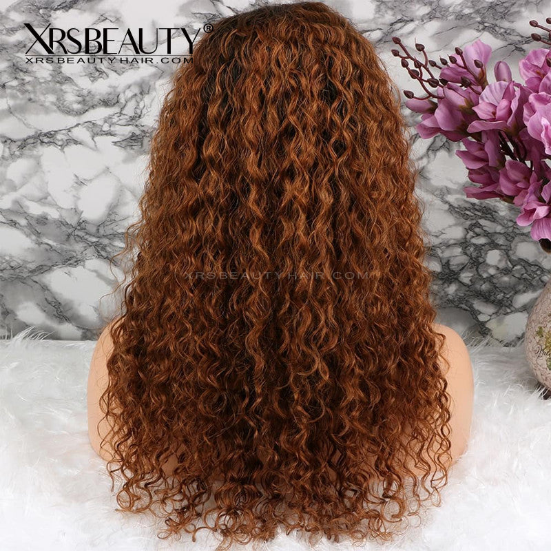 Auburn Ombre Natural Curly Human Hair 13x4 Front Lace Wig [CFW50]