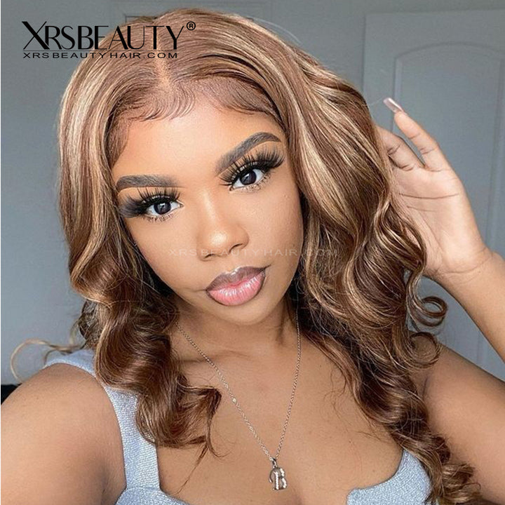 4/27 Highlight Ombre Brown Body Wave Lace Front Wigs Pre  display picture 1