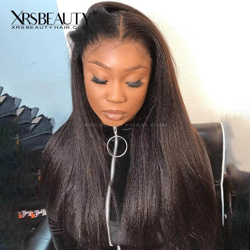 Clean Hairline Yaki Straight 13x5 Lace Front Human Hair Wig With Baby Hair