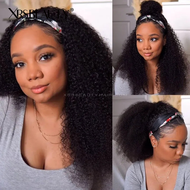 180% Density Jerry Curly Headband Wig Glueless Human Hair Wig Affordable [HBW04]