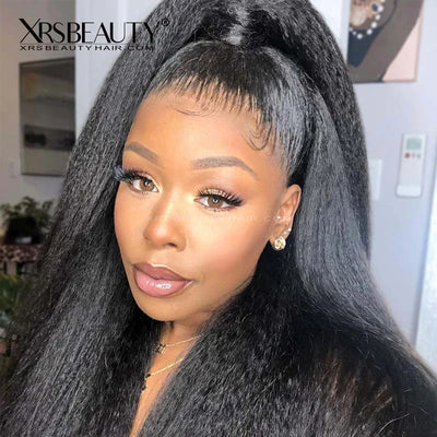 360 Lace Frontal Wig Kinky Straight Pre-plucked Human Hair Wig For Black Women [360KS]