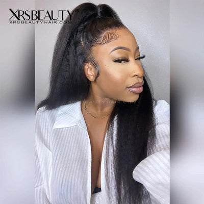 360 Lace Frontal Wig Kinky Straight Pre-plucked Human Hair Wig For Black Women [360KS]