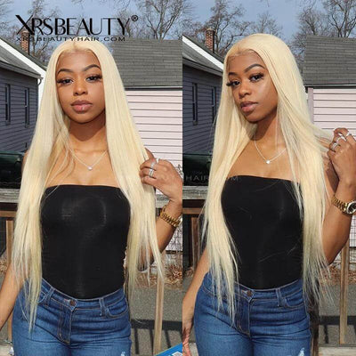 XRSbeauty Long 613 Blonde Wig Celebrity Style Straight Human Hair 13x4 Lace Front Wig