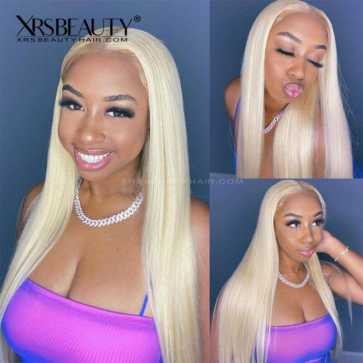 Long Straight Blonde 613 Rainbow shops Middle Part Lace Front Wig Heat Safe Synthetic