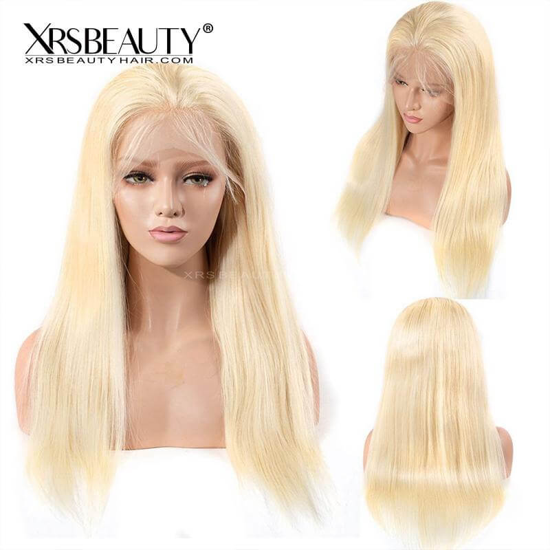 Long Straight Blonde Wig Celebrity Style Human Hair 13x4 Transparent Lace Front Wig Pre Plucked Hairline
