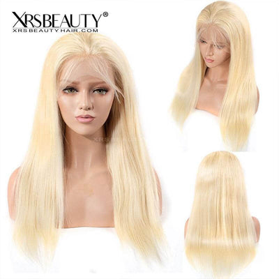 Long Straight Blonde Wig Celebrity Style Human Hair 13x4 Transparent Lace Front Wig Pre Plucked Hairline