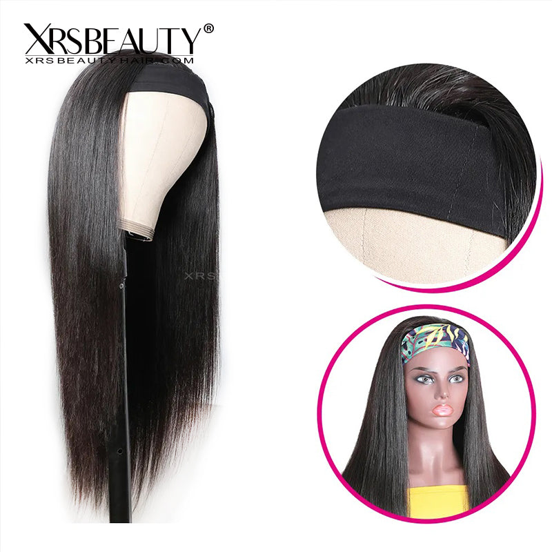 180% Density Glueless Straight Human Hair Headband Wig [HBW02]