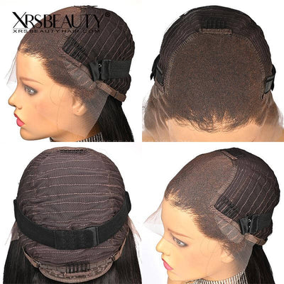 Sleek Straight Black Bob Wig 13x4 Front Lace Human Hair Wig Cap Construction