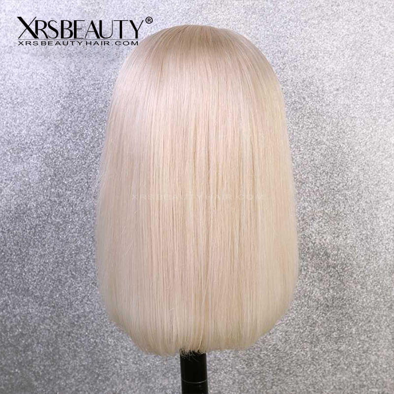 613 Blonde Bob Wig With Bangs Transparent Lace Frontal Human Hair â€“ Xrs  Beauty Hair