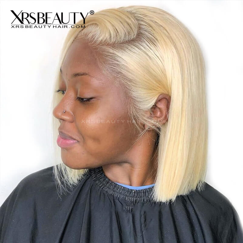 XRSbeauty 613 blonde bob wig straight human hair Lace front wig bleached knots
