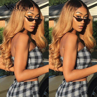XRSbeauty Honey Blonde Ombre Wig 13x4 Lace Front Wave Human Hair 20 inches