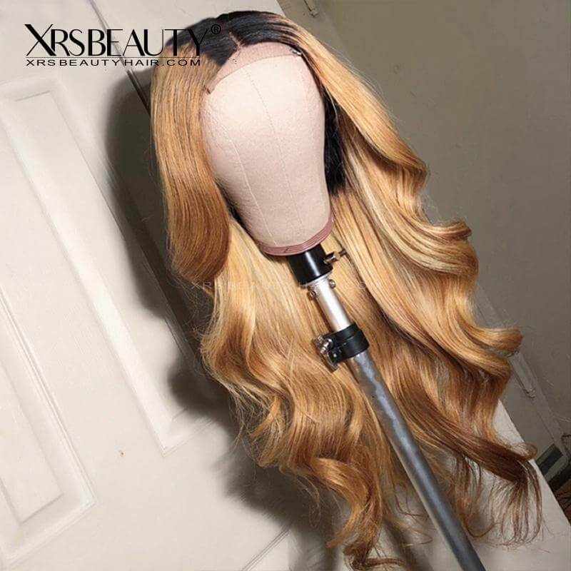 XRSbeauty Honey Blonde Ombre Wig Lace Front Wave Human Hair 150 Density