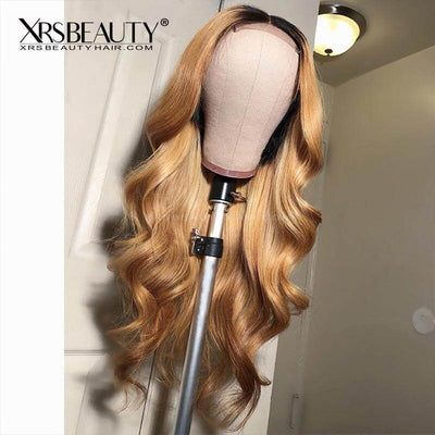 XRSbeauty Honey Blonde Ombre Wig Lace Front Wave Human Hair 180 Density