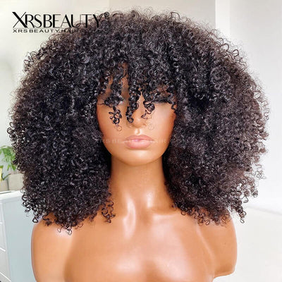 Afro Kinky Curly Wig with Bangs 100% Human Hair Lace Front Wig XRSbeauty [LFW24]