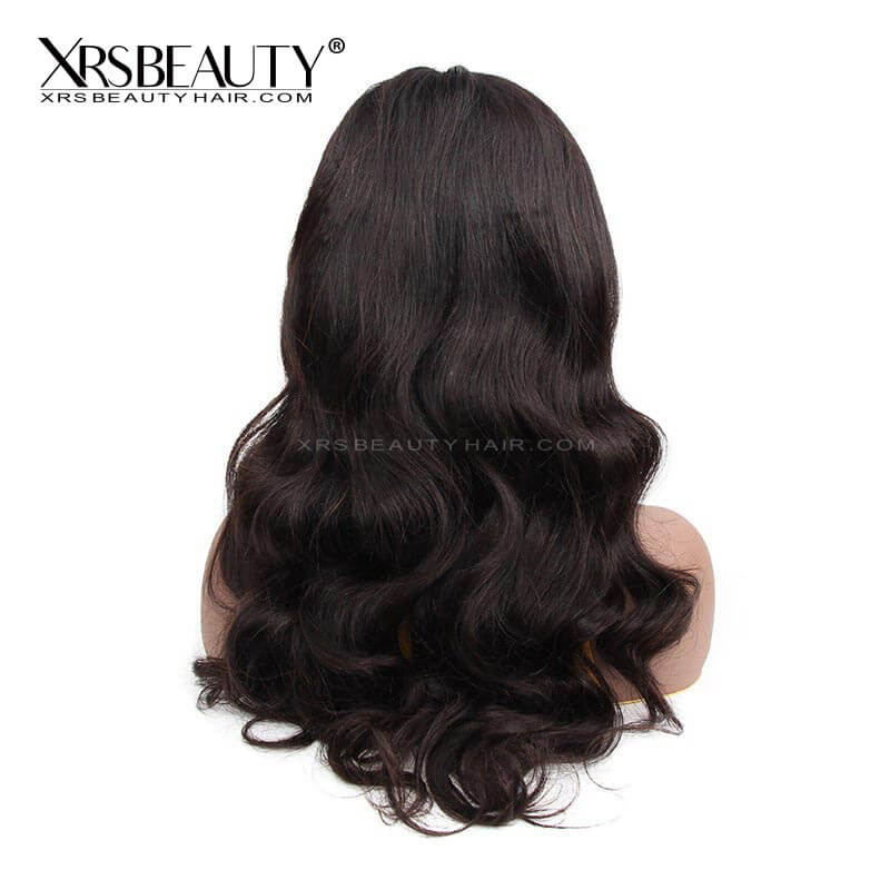 XRSbeauty body wave wig with bangs human hair 13x4 lace front wig 180 density