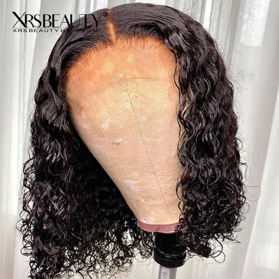 XRSbeauty human hair clear swiss lace deep wave bob wig