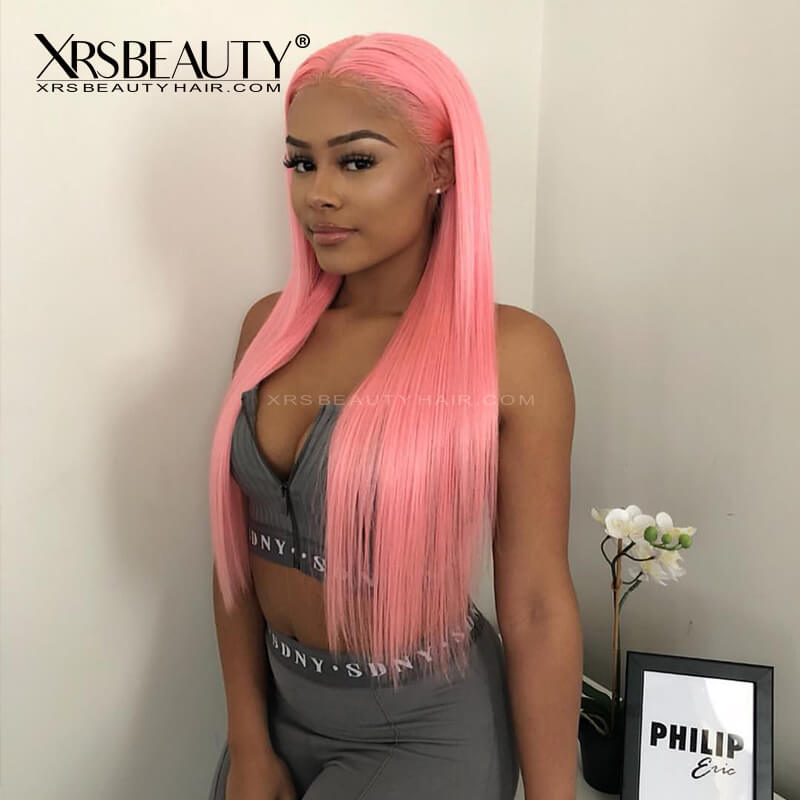 Pink Lace Front Wig 13x4 Transparent Lace Human Hair Wig [CFW15] XRSbeauty 
