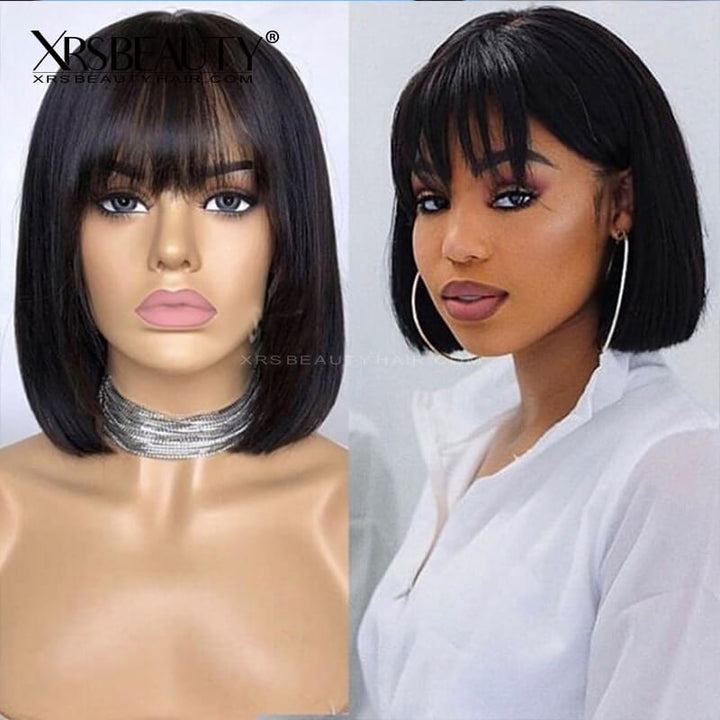 Best human hair bob wigs with bangs hotsell