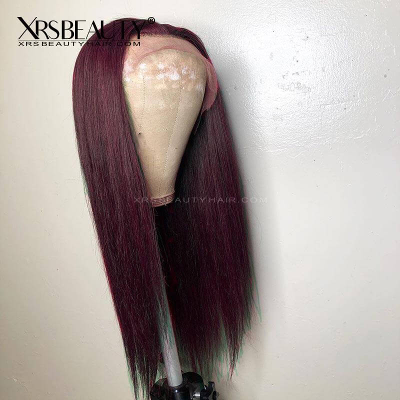 XRSbeauty straight burgundy human hair 13x4 lace front wig