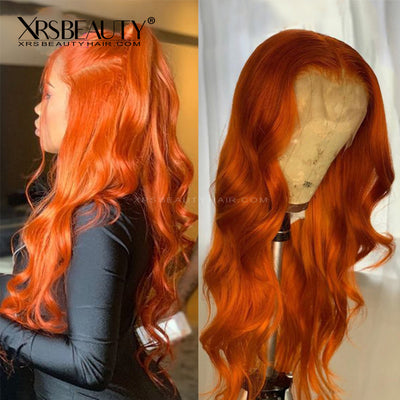 Ginger Orange Lace Front Wig Body Wave Virgin Human Hair Transparent Lace Natural Hairline [CFW21]