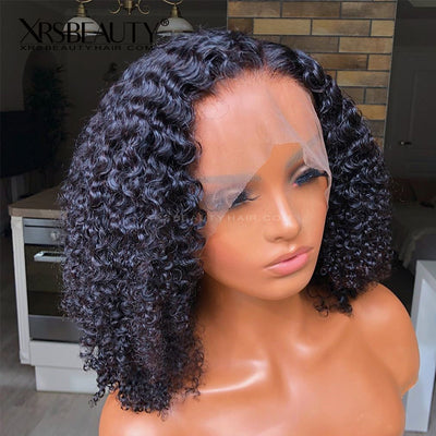 Tight Curly 13x5 Glueless Lace Front Human Hair Wigs Clean Hairline Natural Looking Unprocessed Afro Wigs for Black Women [LFW27]