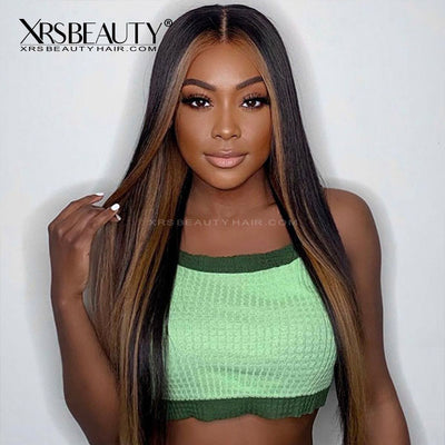 Yahne Money Piece Golden Brown Highlight Lace Front Wig [CFW61]