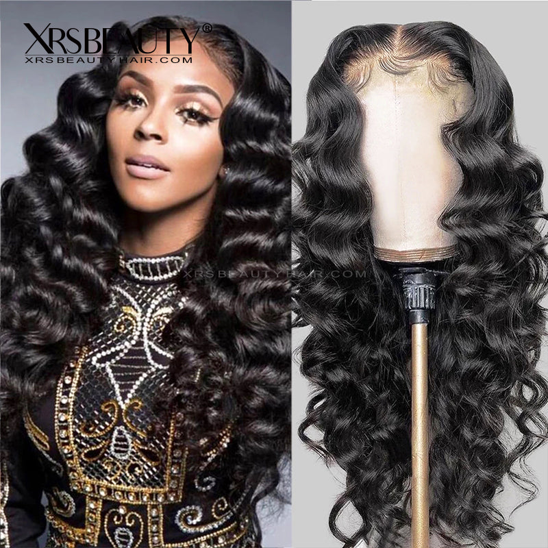 13X6 Lace Front FAKE SCALP Loose Wave Human Hair Wig Pre Plucked With Xrs Beauty Hair