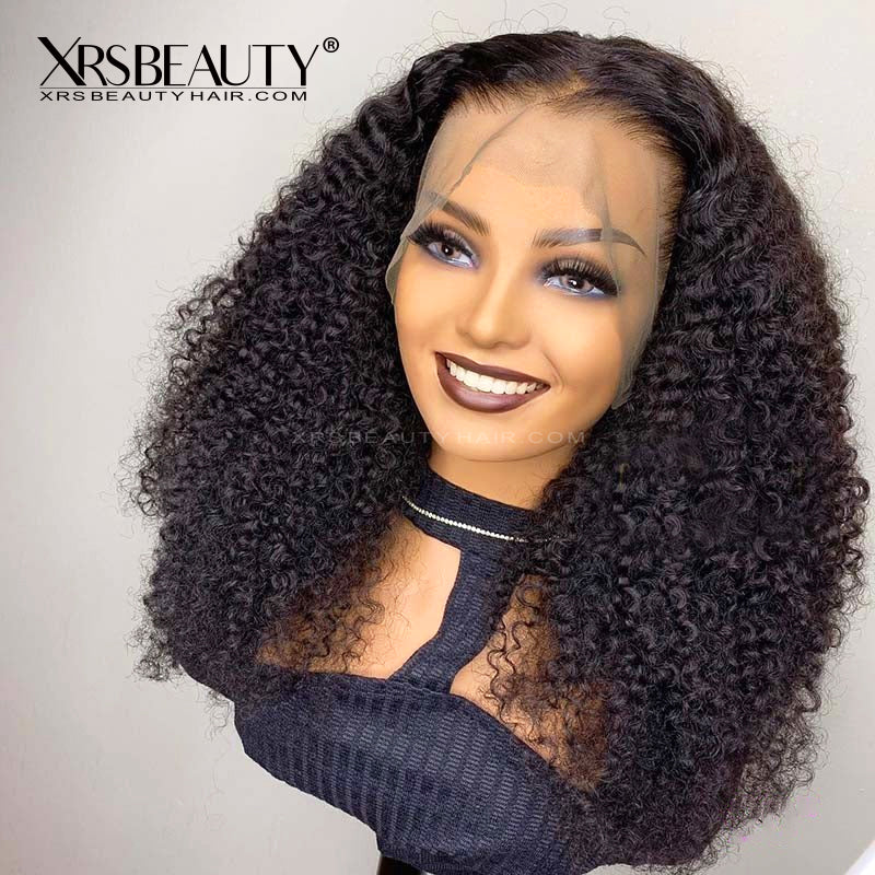 Kinky Curly FAKE SCALP 13X6 Lace Front Natural Virgin Human Hair Wig 150% Density [FSW05]