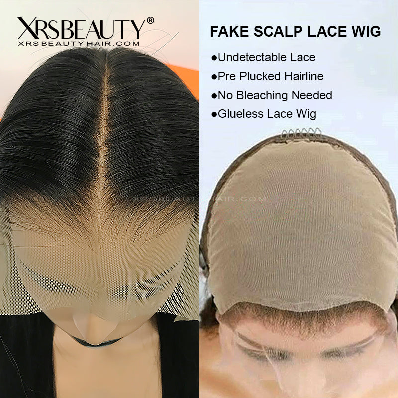 Human Hair Kinky Straight Hair FAKE SCALP 13×6 Lace Front Wigs With Baby Hair 150% Density [FSW06]