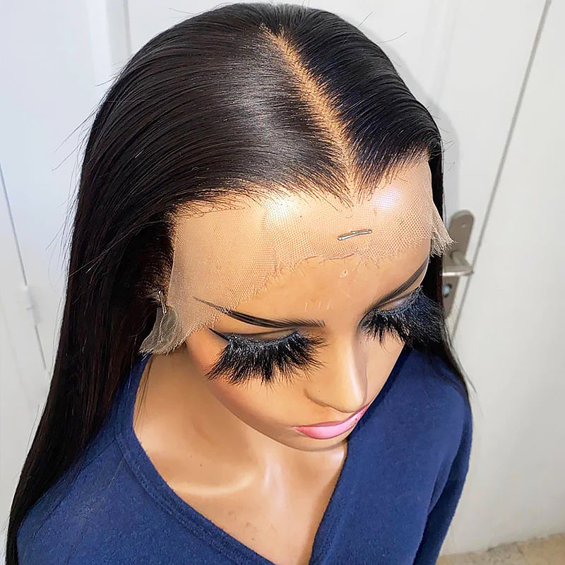 HD Lace Full Lace Wig Real Human Hair Straight Clean Hairline Knots [FLW01]