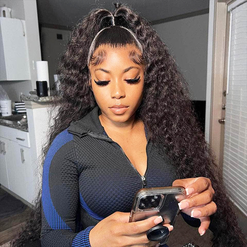 Real Human Hair HD Full Lace Wig Deep Wave Clean Hairline Knots [FLW04]