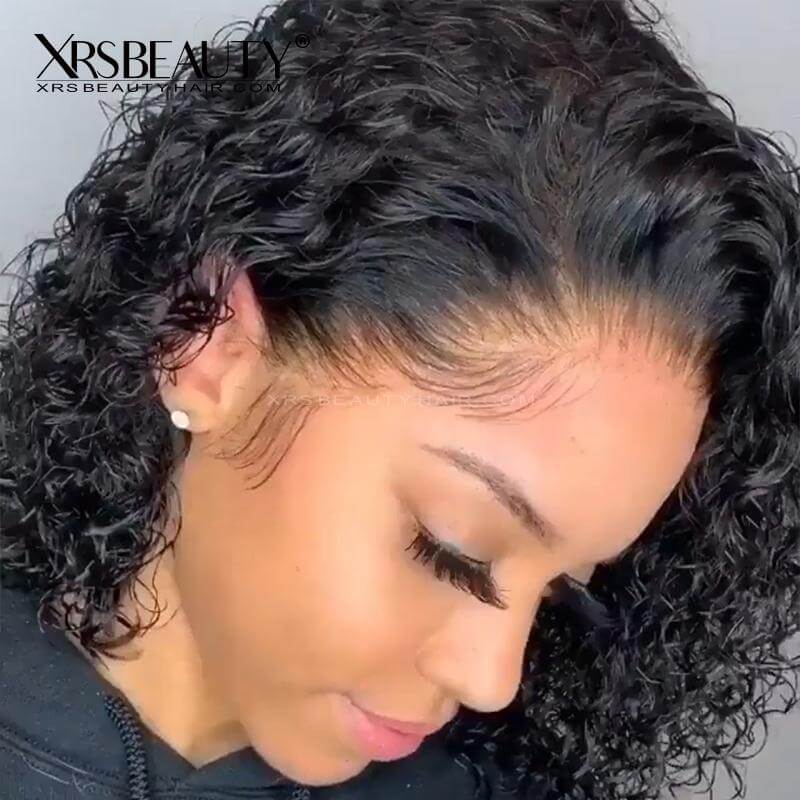 short curly 13x4 lace front wig  with baby hair